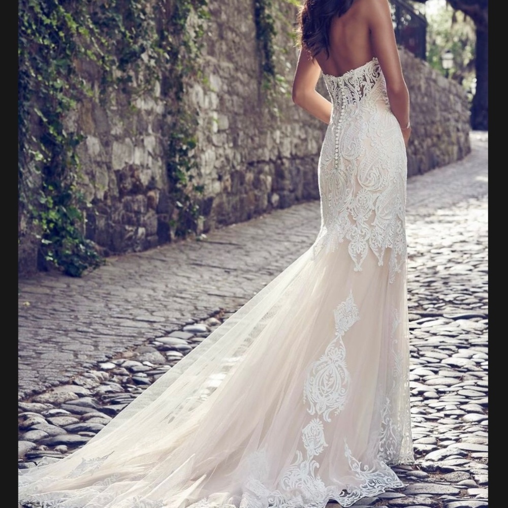 Maggie Sottero “Autumn”  Fit and Flare beaded, lace wedding gown